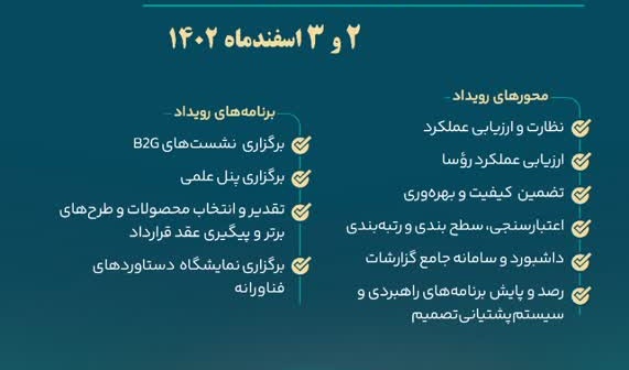 اولین رویداد نیازمحور فناورانه در حوزه هوشمندسازی نظارت، ارزیابی و تضمین کیفیت عتف در تاریـخ 2 و 3 اسـفندماه 1402