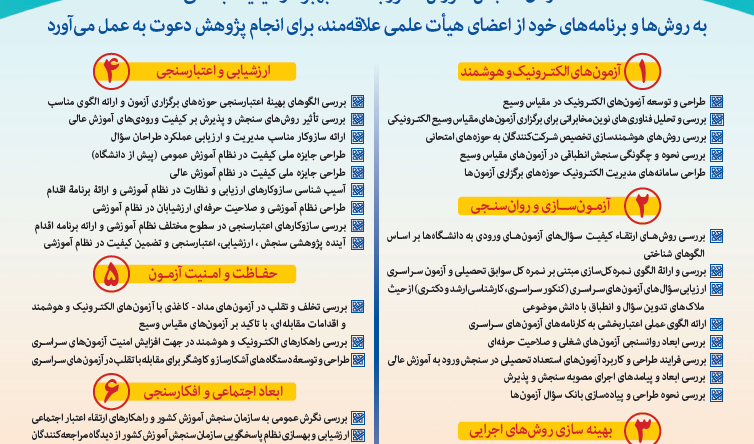 ارسال فراخوان اولویت های پژوهشی و فناوری سال 1402 سازمان سنجش آموزش کشور