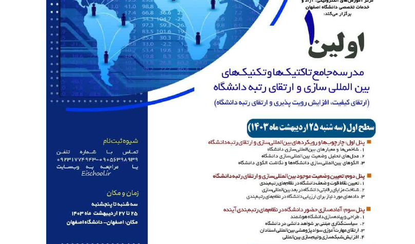 تغییر زمان اولین مدرسه جامع تاکتیکها و تکنیکهای بین المللی سازی و ارتقای رتبه دانشگاه 