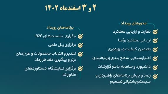 اولین رویداد نیازمحور فناورانه در حوزه هوشمندسازی نظارت، ارزیابی و تضمین کیفیت عتف در تاریـخ 2 و 3 اسـفندماه 1402