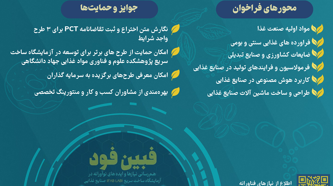 برنامه حمایت از پایان نامه ها و طرح های فناورانه در حیطه علوم و صنایع غذایی